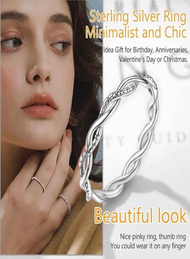 PROSILVER Dainty Twisted Rope Ring Stackable Sterling Silver Simple Thin Rings for Women Size 9 - Image 2
